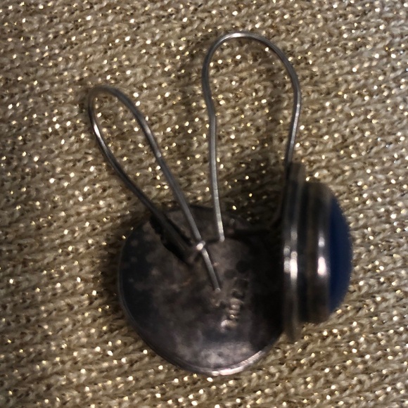 Sterling Silver Earrings & Shiny Blue Lapis! Handmade Vintage Gift! Grad gift - Picture 5 of 9